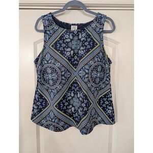 Lands End Womens Swim Top Tankini Navy Blue Paisley Print Size 18W beachy resort
